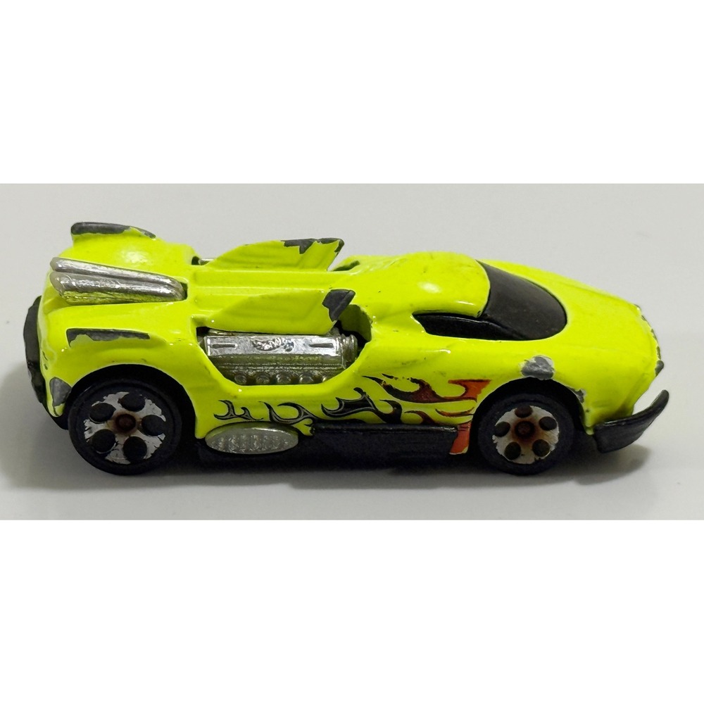 Hot Wheels Vulture Toy Car Kids 1:64 Neon Yellow Flame Graphics 2000 Mattel - Picture 3 of 6